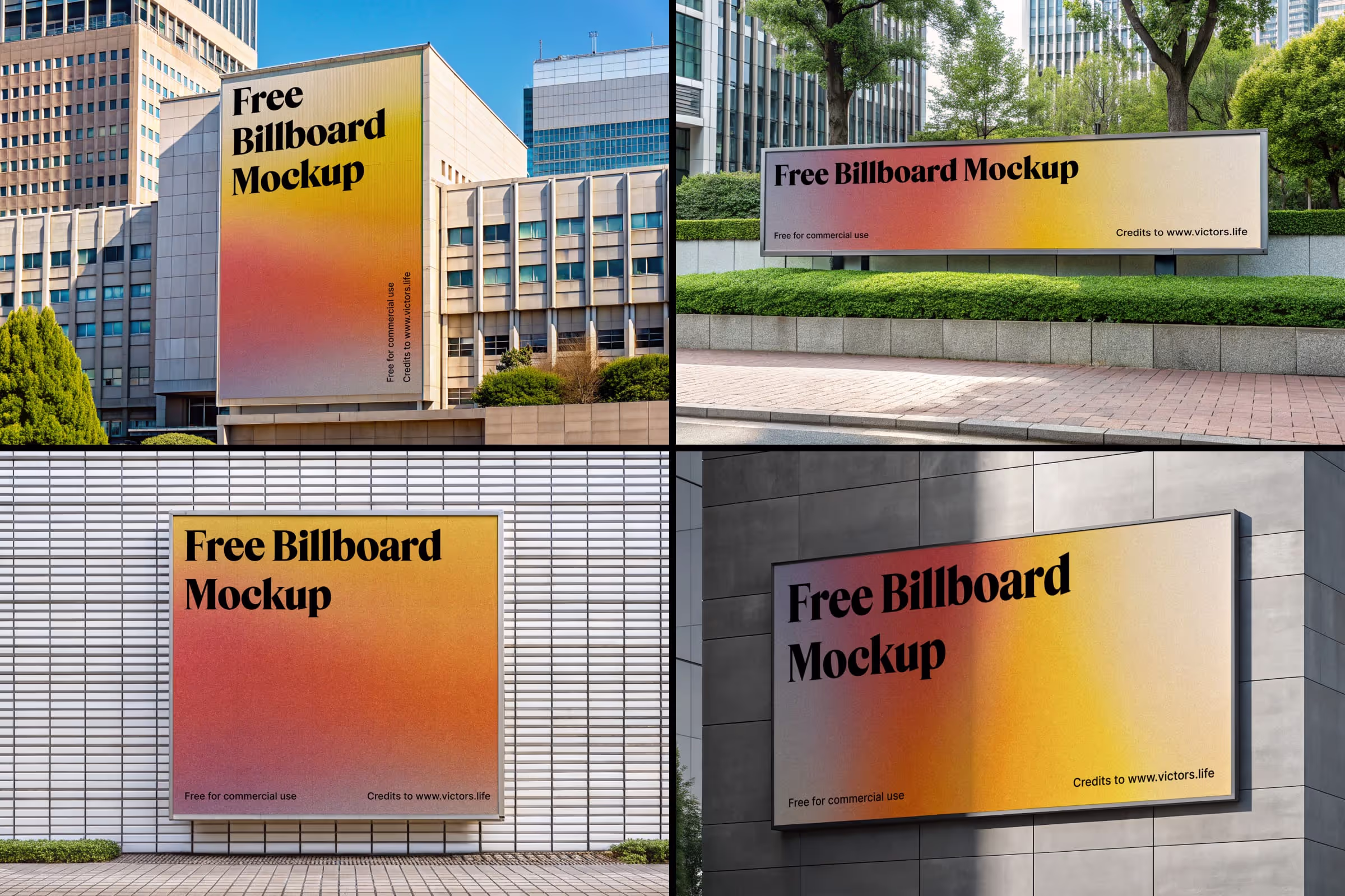 Preview of free billboard and signboard mockups, volume 1